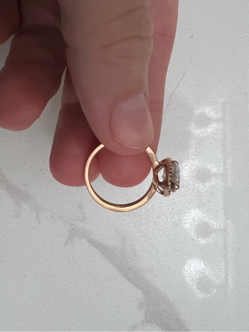 Pandora Rose Gold Teardrop Halo Ring with Clear Stone Size 7.5 - Picture 5 of 13